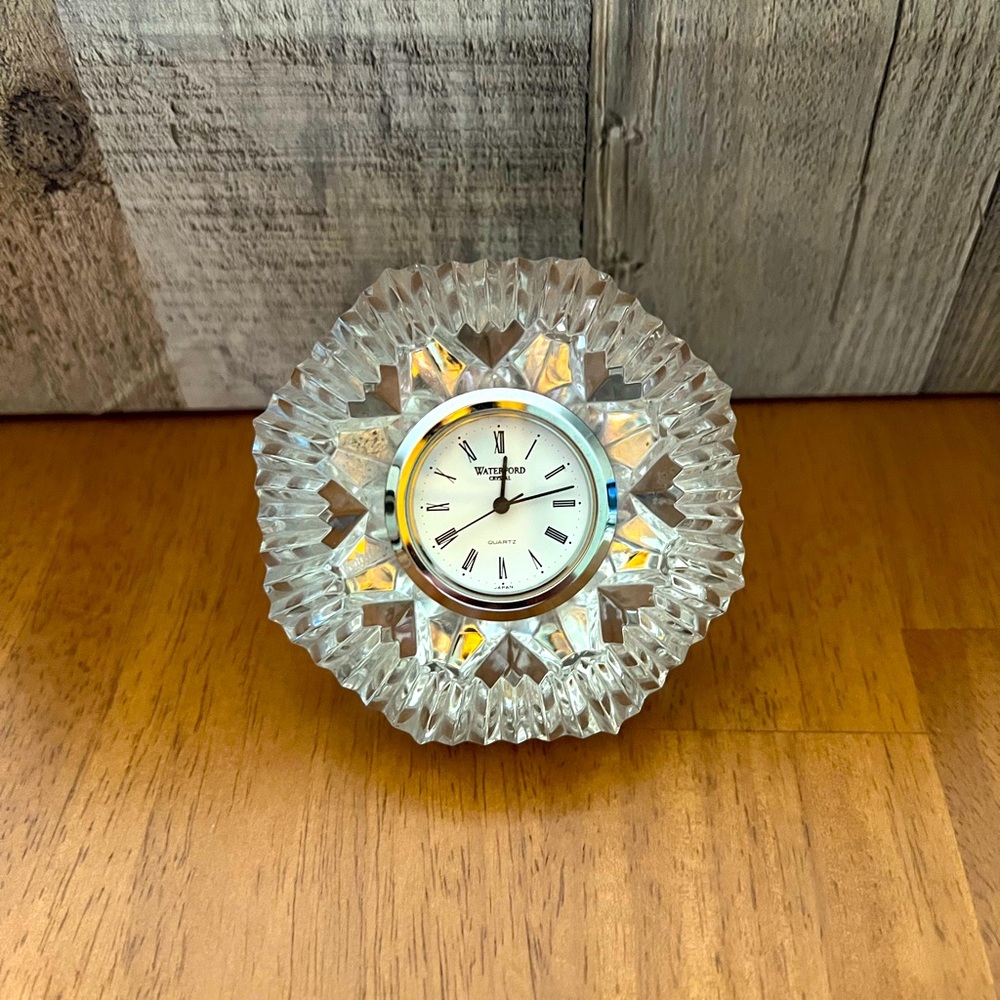 Waterford Lismore Collection diamond clock paperweight